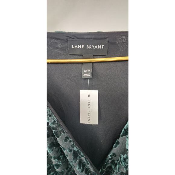 New NWT Lane Bryant Crushed Velvet Animal Print Emerald Green Dress Size 22 24 - Picture 7 of 8